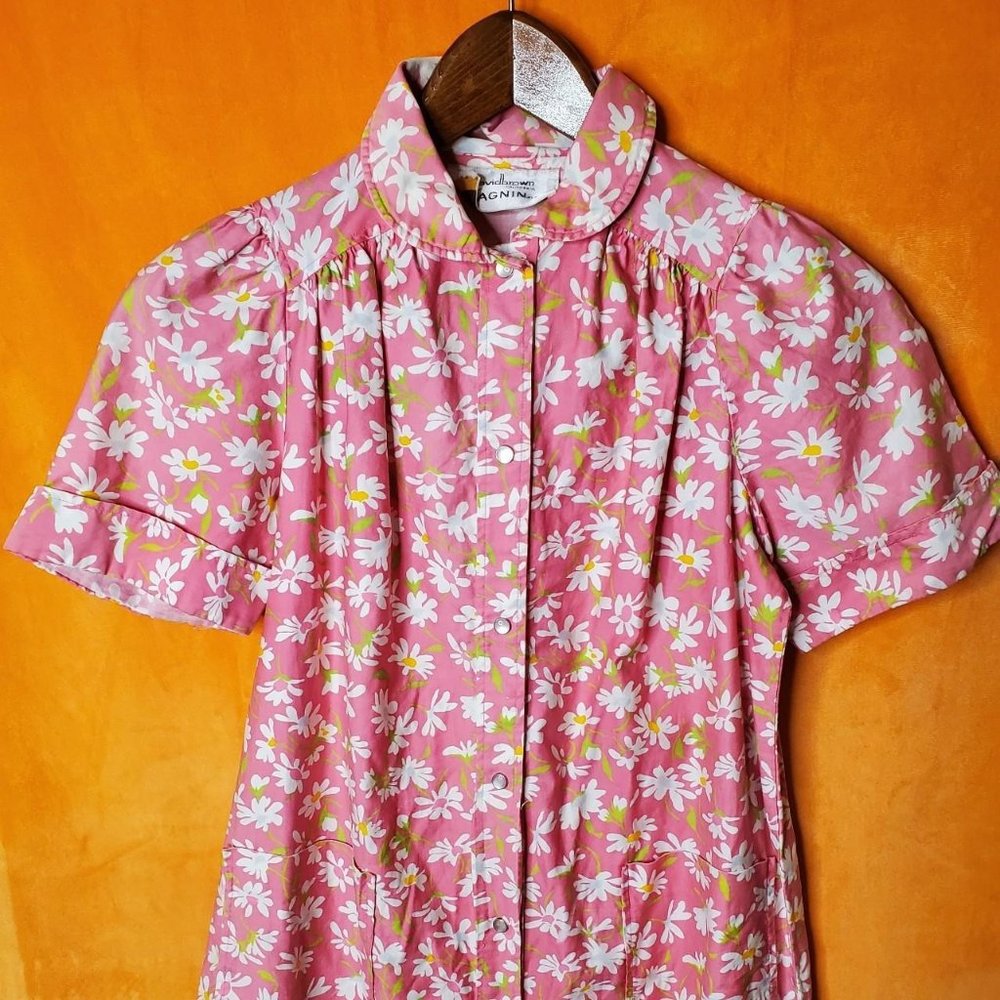 Pink Flower Button Up Dress